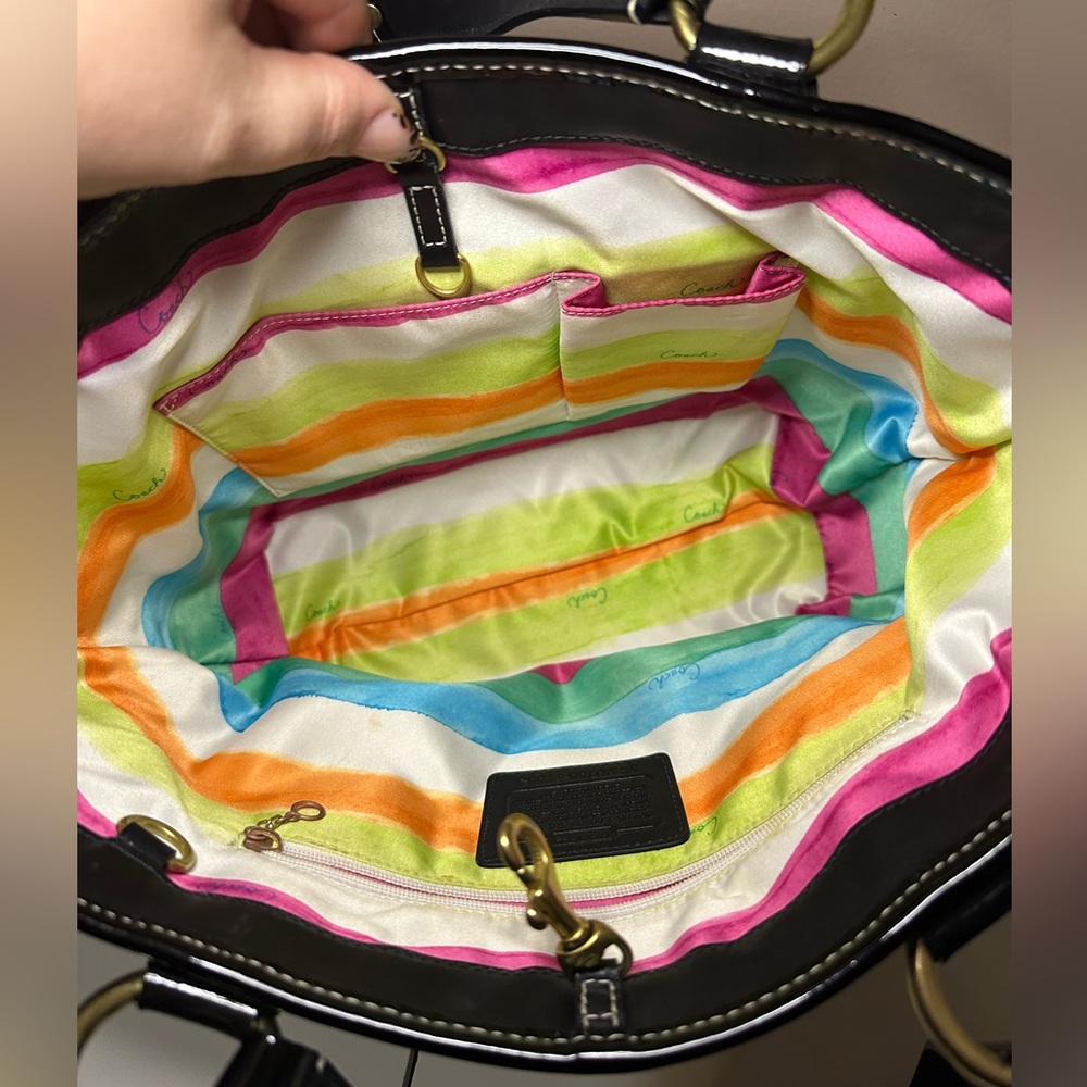 Coach Black and Natural Straw Tote Shoulder Bag - Picture 13 of 15